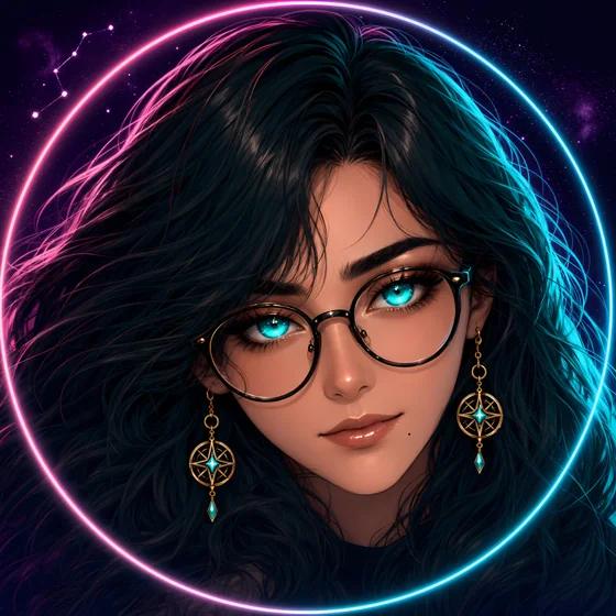 Juliana Hoffmann — illustrated portrait inside a neon ring