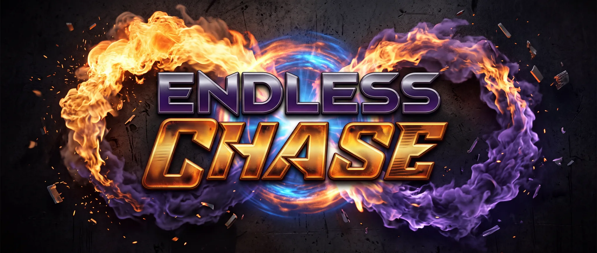 Endless Chase logo art — the franchise mark in fire and violet smoke